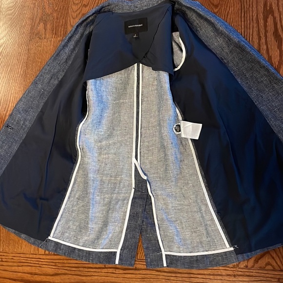 Banana Republic prima cotton women’s Heather navy blue 1 button closure blazer 0 - Picture 10 of 14